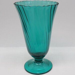 Jeannette Depression Glass SWIRL 8 1/4 Inch High Footed Flower Vase